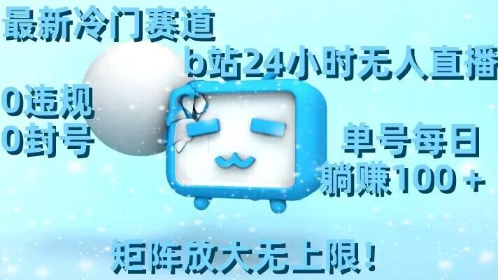 最新冷门赛道，b站24小时无人直播，0违规0封号，单号每日躺赚100＋，矩阵放大无上限【揭秘】-买得值资源库