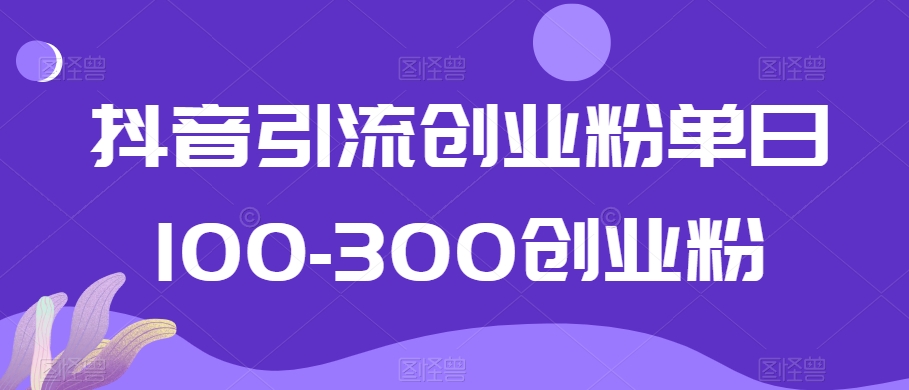 抖音引流创业粉单日100-300创业粉【揭秘】-买得值资源库