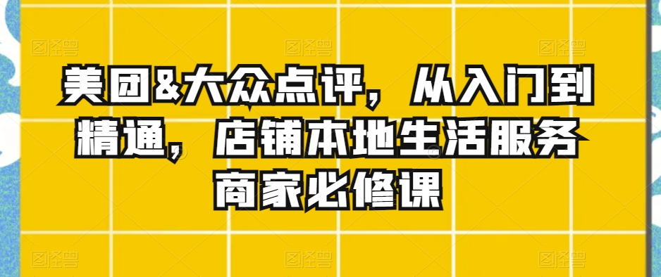 美团&大众点评，从入门到精通，店铺本地生活服务商家必修课-买得值资源库