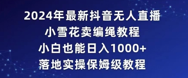 2024年抖音最新无人直播小雪花卖编绳项目，小白也能日入1000+落地实操保姆级教程【揭秘】-买得值资源库