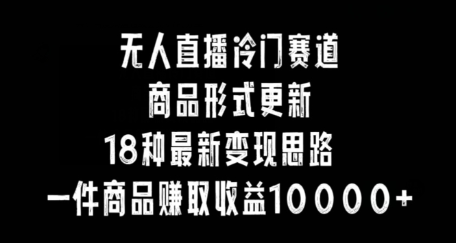 无人直播冷门赛道，商品形式更新，18种变现思路，一件商品赚取收益10000+【揭秘】-买得值资源库
