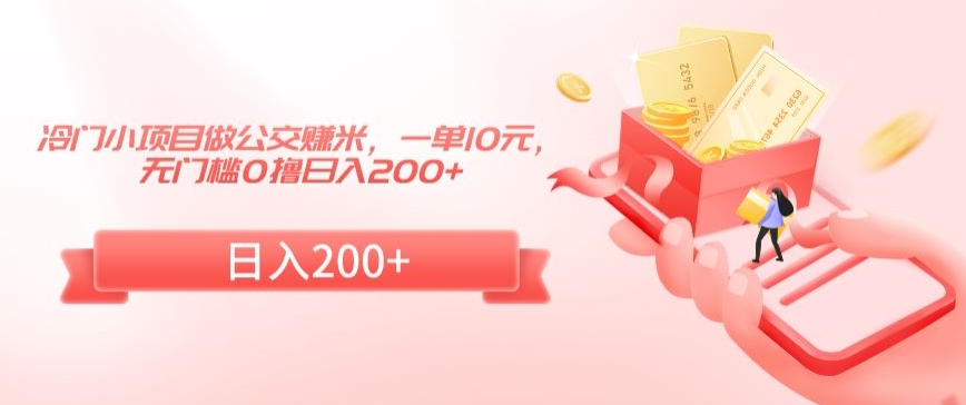 冷门小项目做公交赚米，一单10元，无门槛0撸日入200+【揭秘】-买得值资源库