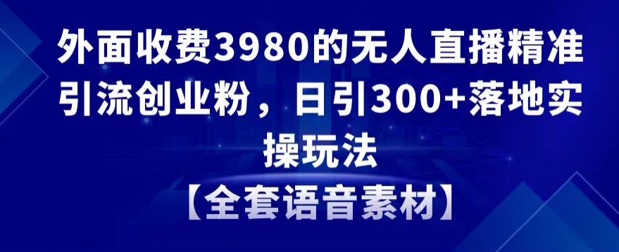 外面收费3980的无人直播精准引流创业粉，日引300+落地实操玩法【全套语音素材】【揭秘】-买得值资源库