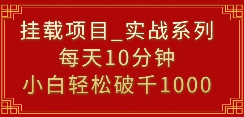 挂载项目，小白轻松破1000，每天10分钟，实战系列保姆级教程【揭秘】-买得值资源库