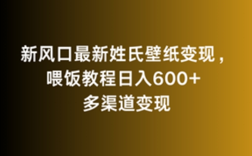 新风口最新姓氏壁纸变现，喂饭教程日入600+【揭秘】-买得值资源库