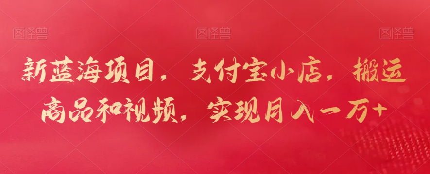 新蓝海项目，支付宝小店，搬运商品和视频，实现月入一万+【揭秘】-买得值资源库