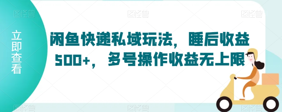 闲鱼快递私域玩法，睡后收益500+，多号操作收益无上限【揭秘】-买得值资源库