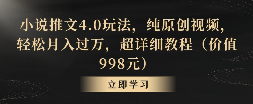 小说推文4.0玩法，纯原创视频，轻松月入过万，超详细教程（价值998元）【揭秘】-买得值资源库