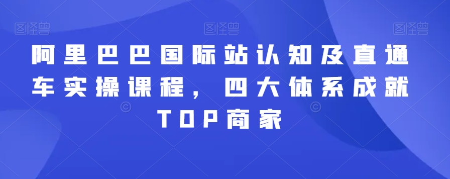 阿里巴巴国际站认知及直通车实操课程，四大体系成就TOP商家-买得值资源库