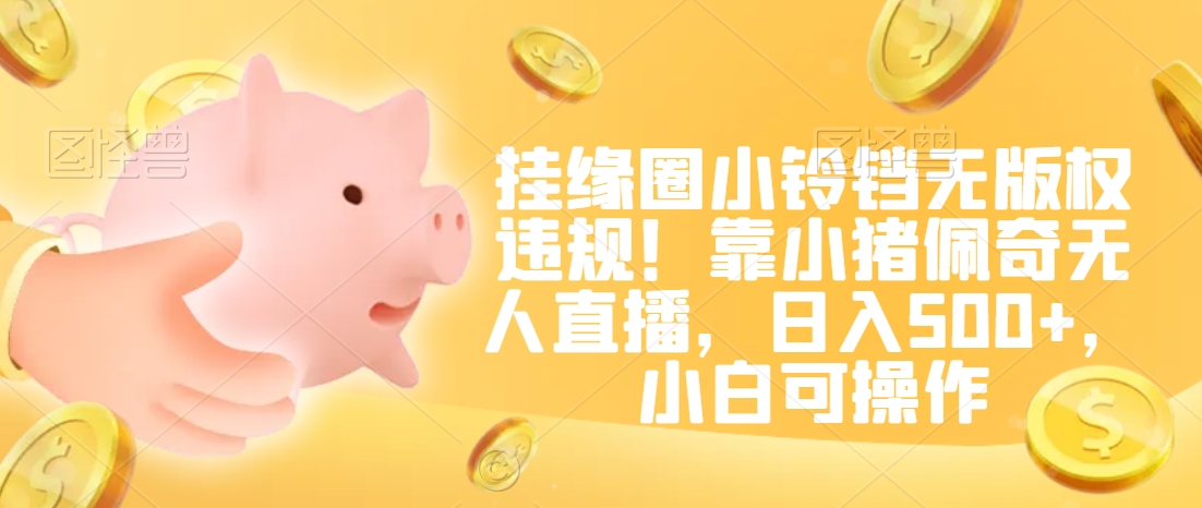 挂缘圈小铃铛无版权违规！靠小猪佩奇无人直播，日入500+，小白可操作【揭秘】-买得值资源库