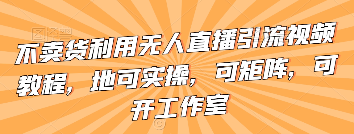 不卖货利用无人直播引流视频教程，地可实操，可矩阵，可开工作室【揭秘】-买得值资源库