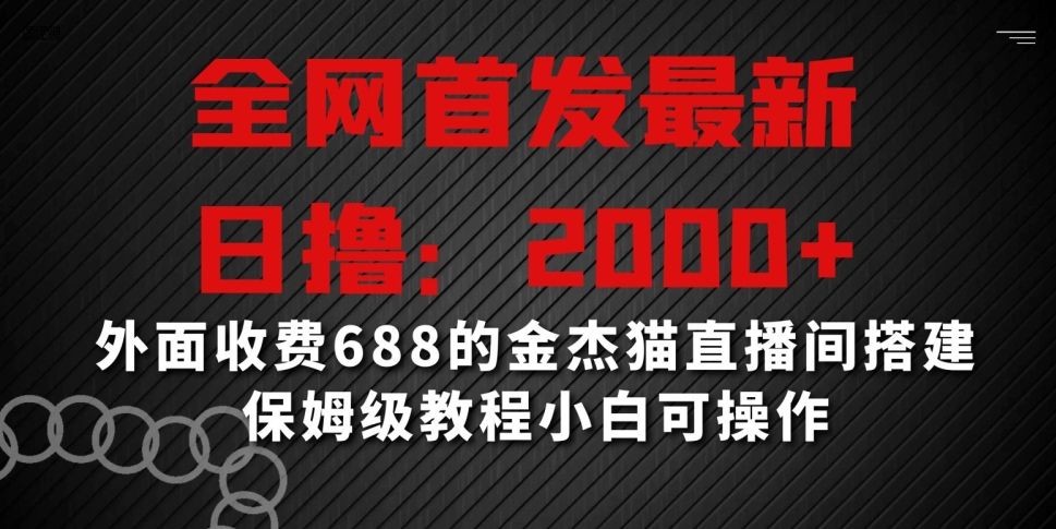 全网首发最新，日撸2000+，外面收费688的金杰猫直播间搭建，保姆级教程小白可操作【揭秘】-买得值资源库