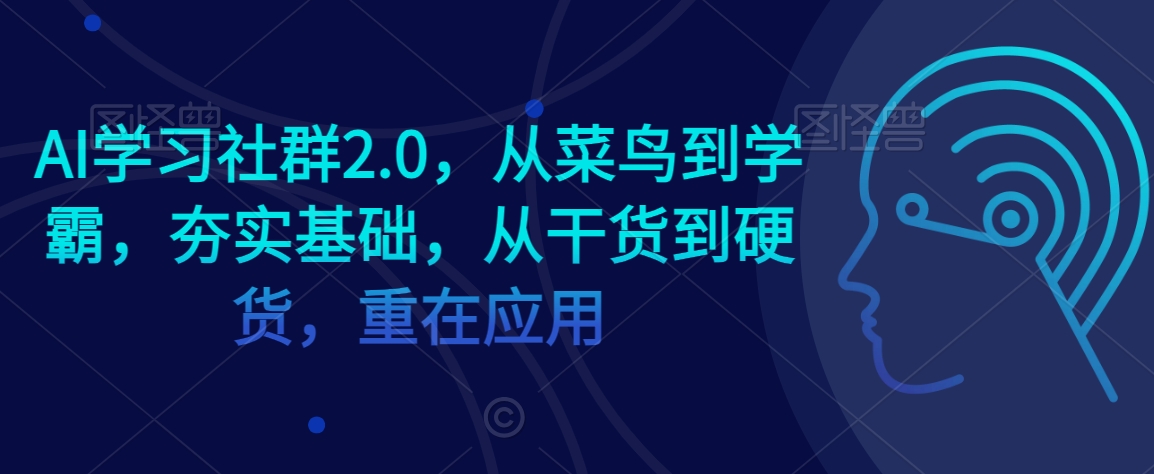 AI学习社群2.0，从菜鸟到学霸，夯实基础，从干货到硬货，重在应用-买得值资源库