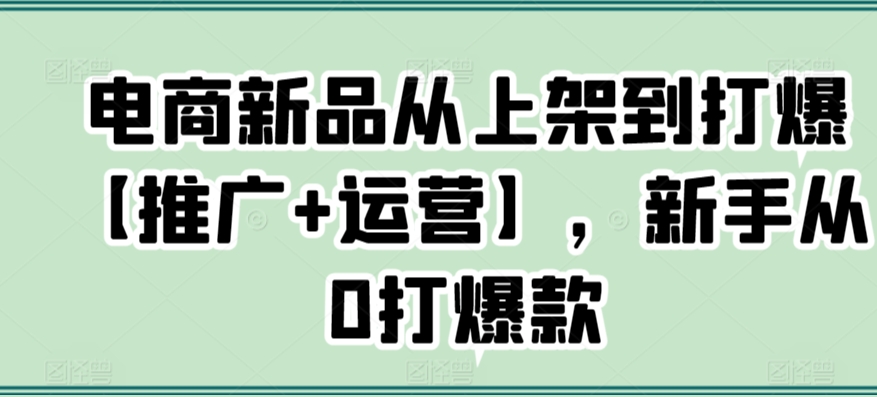 电商新品从上架到打爆【推广+运营】，新手从0打爆款-买得值资源库