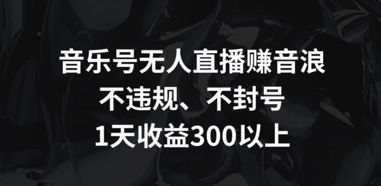 音乐号无人直播赚音浪，不违规、不封号，1天收益300+【揭秘】-买得值资源库