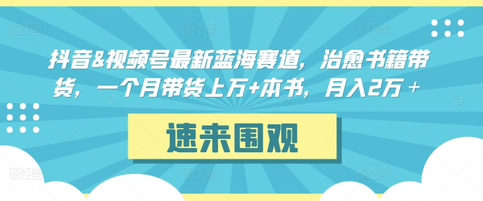 抖音&视频号最新蓝海赛道，治愈书籍带货，一个月带货上万+本书，月入2万＋【揭秘】-买得值资源库