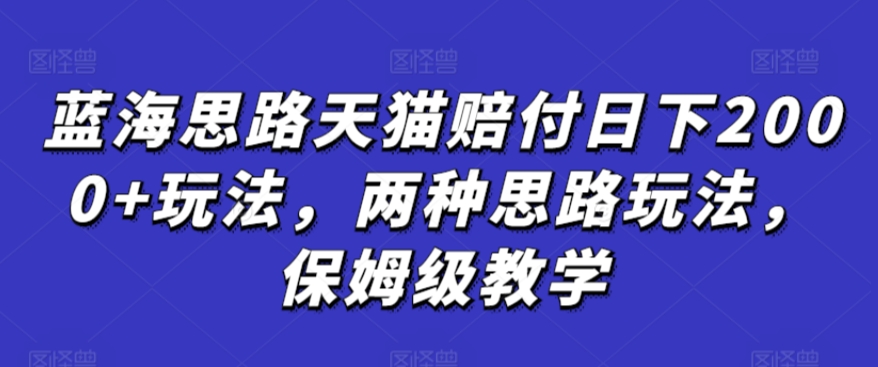 蓝海思路天猫赔付日下2000+玩法，两种思路玩法，保姆级教学【仅揭秘】-买得值资源库
