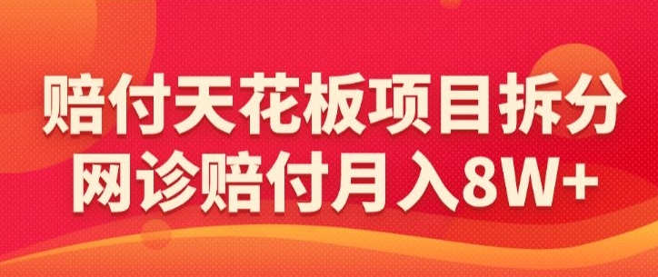 赔付天花板项目拆分，网诊赔付月入8W+-【仅揭秘】-买得值资源库