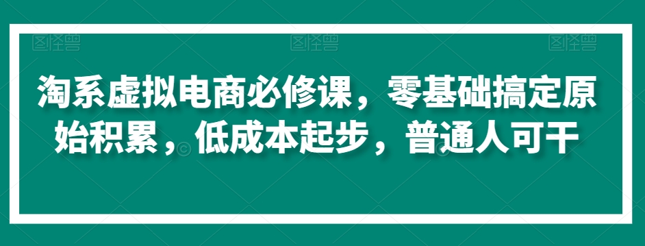 淘系虚拟电商必修课，零基础搞定原始积累，低成本起步，普通人可干-买得值资源库