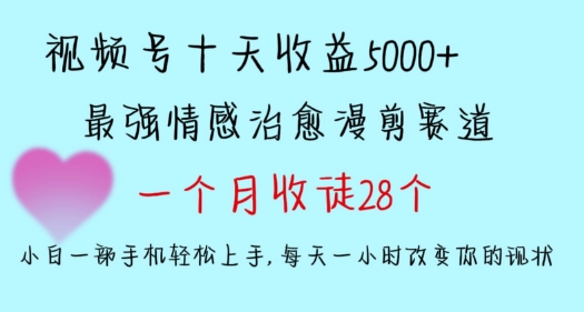 十天收益5000+，多平台捞金，视频号情感治愈漫剪，一个月收徒28个，小白一部手机轻松上手【揭秘】-买得值资源库