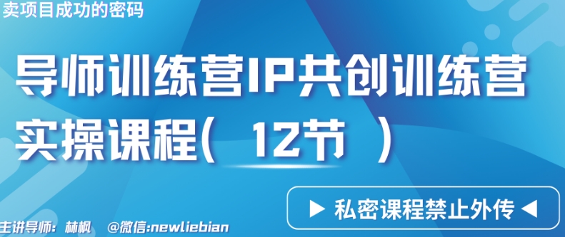 导师训练营3.0IP共创训练营私密实操课程（12节）-卖项目的密码成功秘诀【揭秘】-买得值资源库