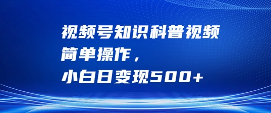 视频号知识科普视频，简单操作，小白日变现500+【揭秘】-买得值资源库