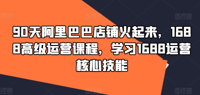 90天阿里巴巴店铺火起来，1688高级运营课程，学习1688运营核心技能-买得值资源库
