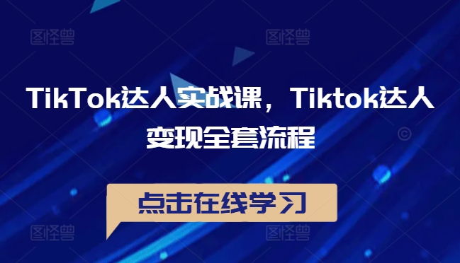 TikTok达人实战课，Tiktok达人变现全套流程-买得值资源库