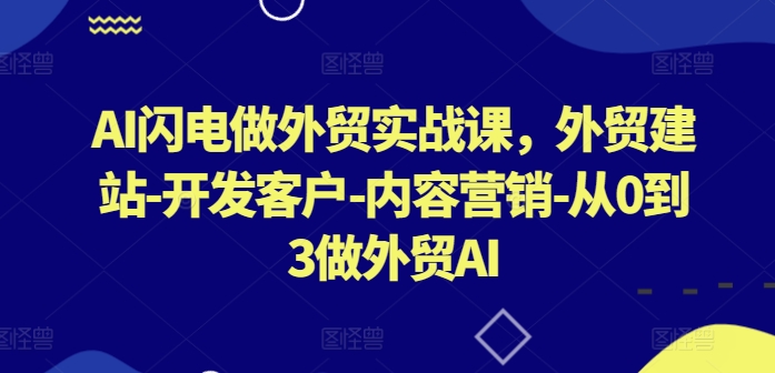 AI闪电做外贸实战课，​外贸建站-开发客户-内容营销-从0到3做外贸AI（更新）-买得值资源库