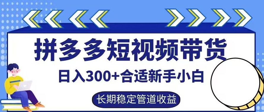 拼多多短视频带货日入300+有长期稳定被动收益，合适新手小白【揭秘】-买得值资源库