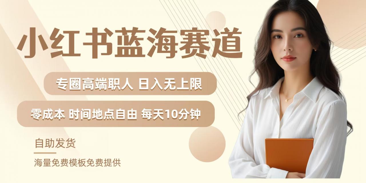 小红书蓝海赛道，圈中高端职场人，月入无上限，可矩阵，内含私域实操教程!-买得值资源库