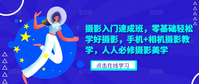 摄影入门速成班，零基础轻松学好摄影，手机+相机摄影教学，人人必修摄影美学-买得值资源库