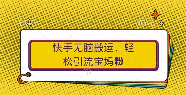 快手无脑搬运，轻松引流宝妈粉，纯小白轻松上手【揭秘】-买得值资源库