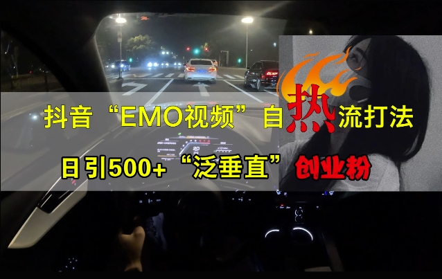 抖音EMO视频自热打法，日引500+“泛垂直”创业粉-买得值资源库