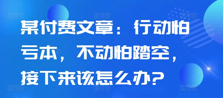 某付费文章：行动怕亏本，不动怕踏空，接下来该怎么办?-买得值资源库