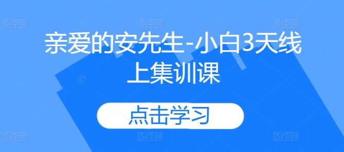 亲爱的安先生-小白3天线上集训课-买得值资源库