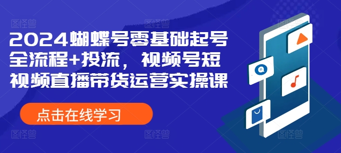 2024蝴蝶号零基础起号全流程+投流，视频号短视频直播带货运营实操课-买得值资源库