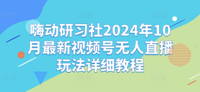嗨动研习社2024年10月最新视频号无人直播玩法详细教程-买得值资源库
