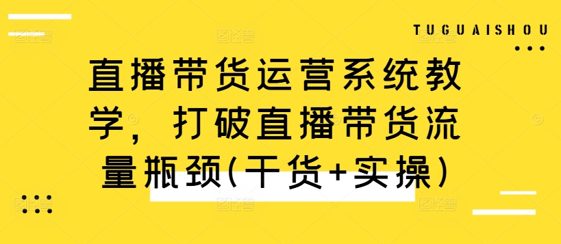 直播带货运营系统教学，打破直播带货流量瓶颈(干货+实操)-买得值资源库