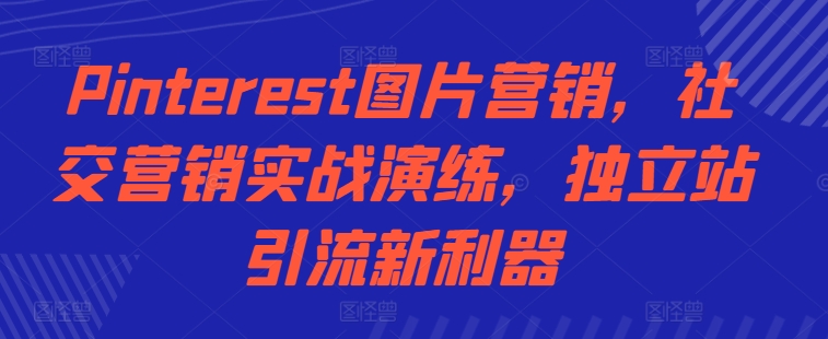 Pinterest图片营销，社交营销实战演练，独立站引流新利器-买得值资源库