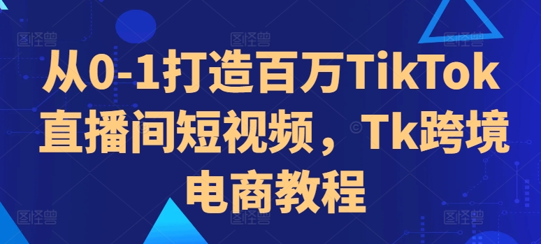 从0-1打造百万TikTok直播间短视频，Tk跨境电商教程-买得值资源库