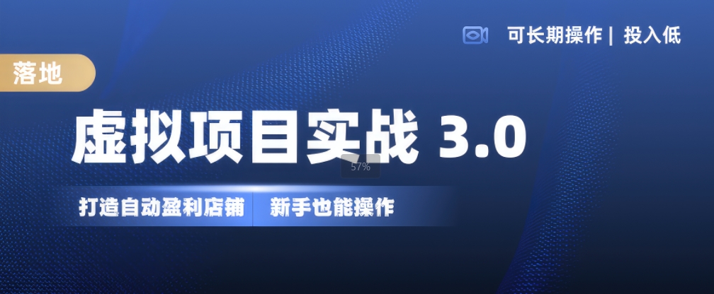 虚拟项目实战3.0，打造自动盈利店铺，可长期操作投入低，新手也能操作-买得值资源库