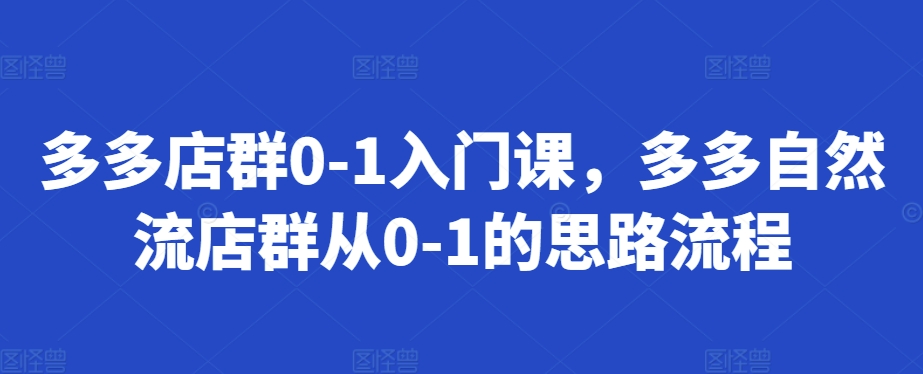 多多店群0-1入门课，多多自然流店群从0-1的思路流程-买得值资源库