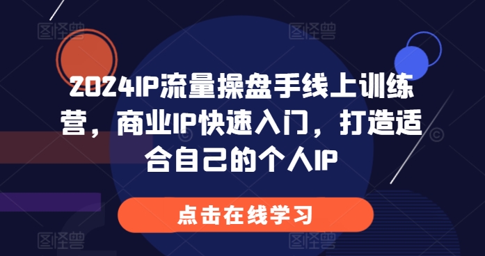 2024IP流量操盘手线上训练营，商业IP快速入门，打造适合自己的个人IP-买得值资源库