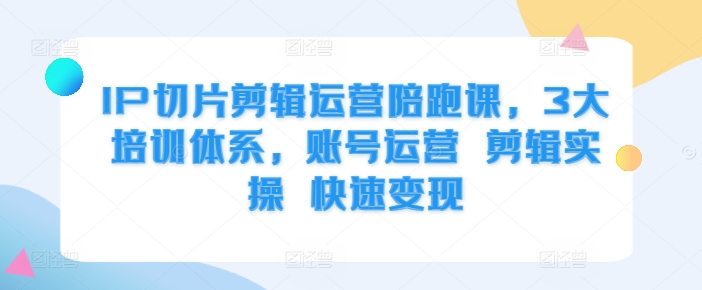 IP切片剪辑运营陪跑课，3大培训体系，账号运营 剪辑实操 快速变现-买得值资源库