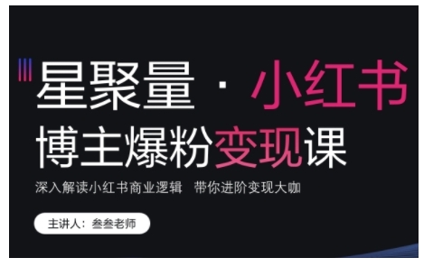 小红书博主爆粉变现课，深入解读小红书商业逻辑，带你进阶变现大咖-买得值资源库