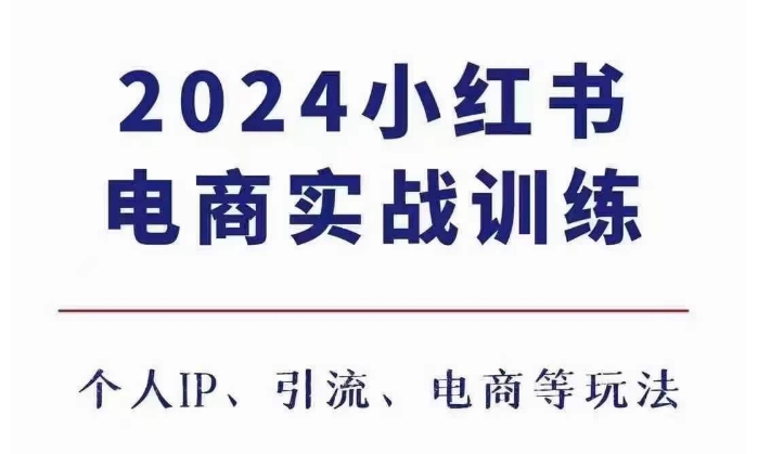 2024小红书电商3.0实战训练，包含个人IP、引流、电商等玩法-买得值资源库