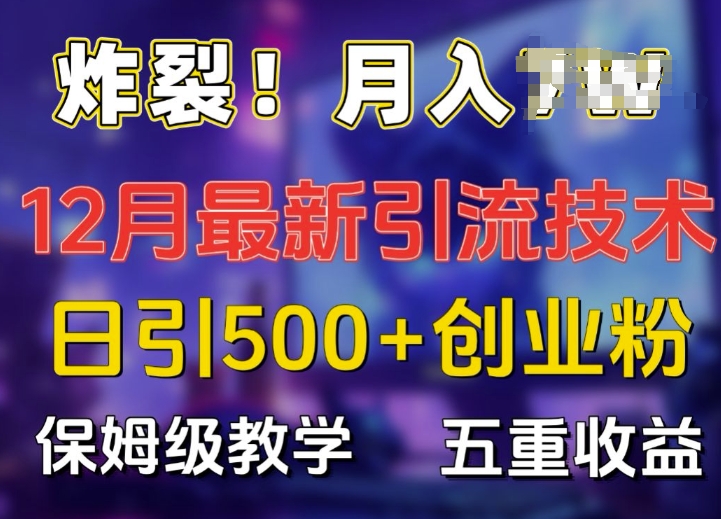 炸裂!揭秘12月最新日引流500+精准创业粉，多重收益保姆级教学-买得值资源库