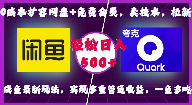0成本扩容网盘+免费会员，卖技术，拉新，咸鱼最新玩法，实现多重管道收益，一鱼多吃，轻松日入500+-买得值资源库