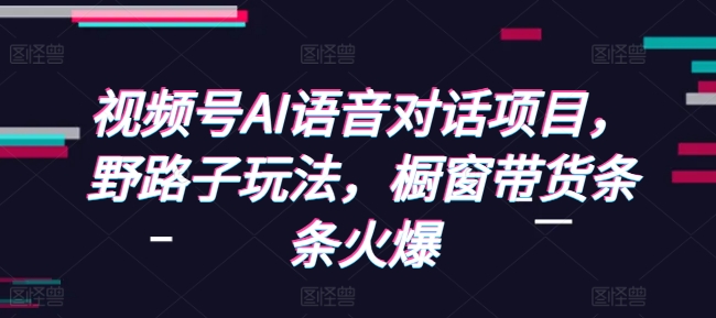 视频号AI语音对话项目，野路子玩法，橱窗带货条条火爆-买得值资源库